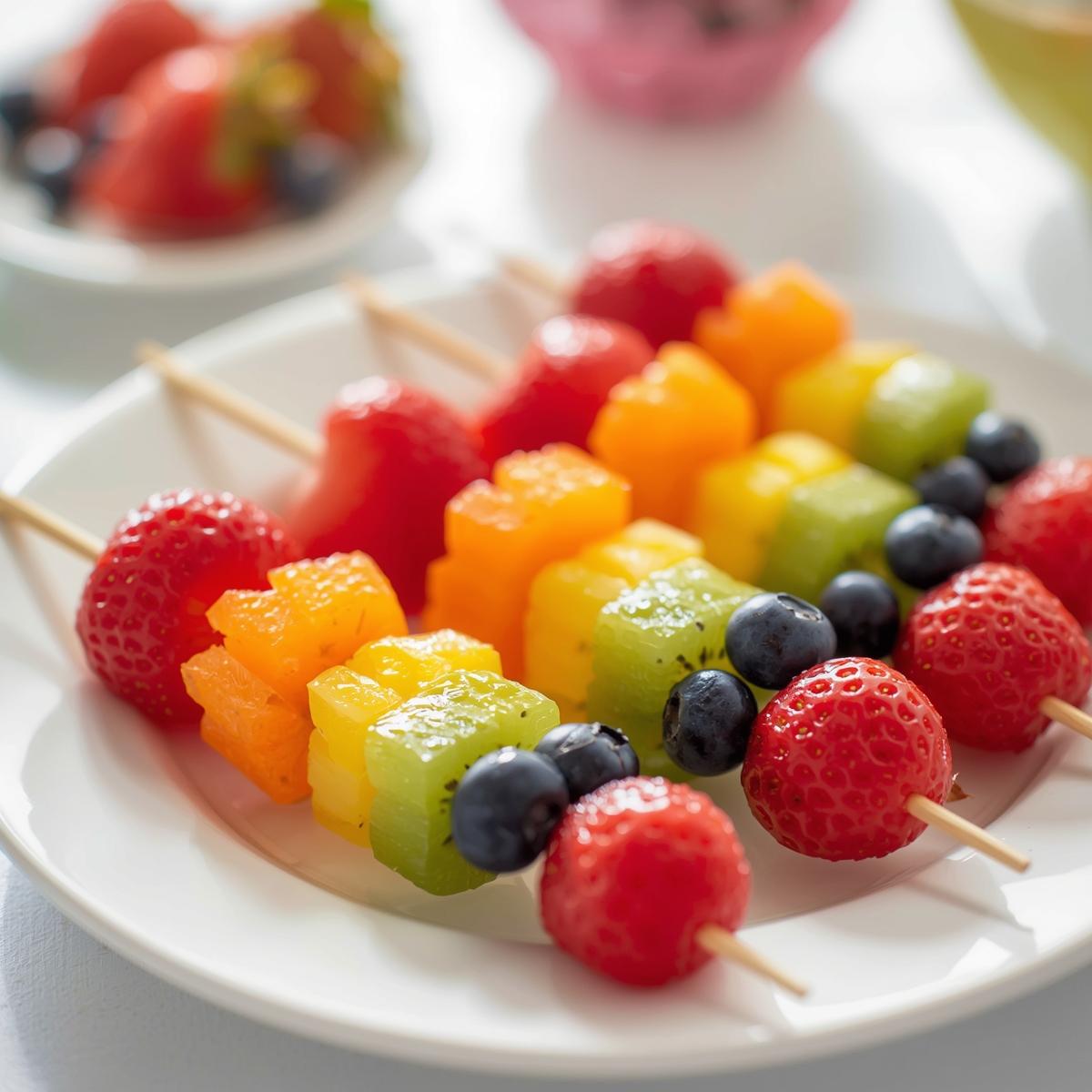 Frugtspyd i regnbuefarver